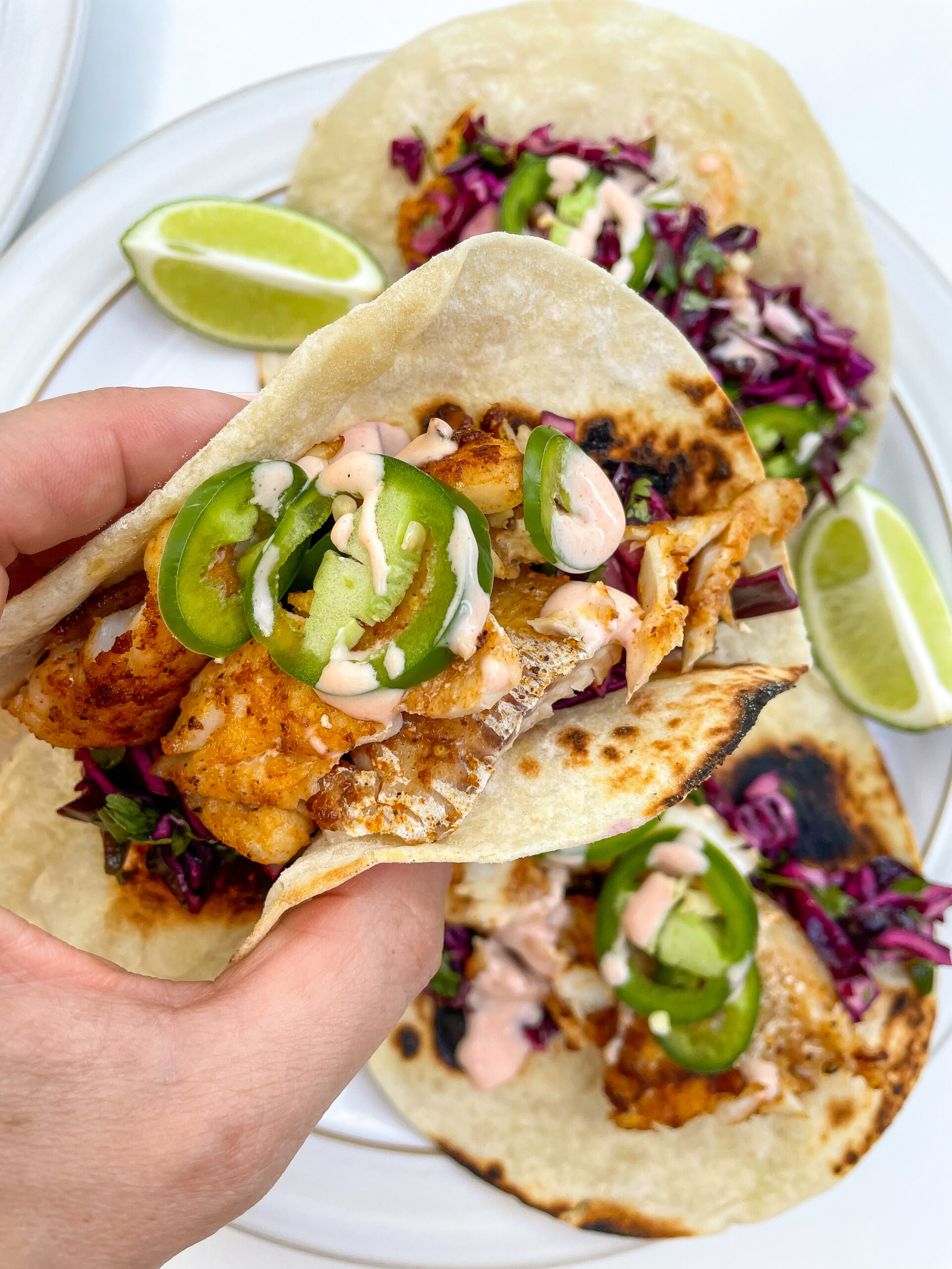 Fish Tacos with Red Cabbage Slaw