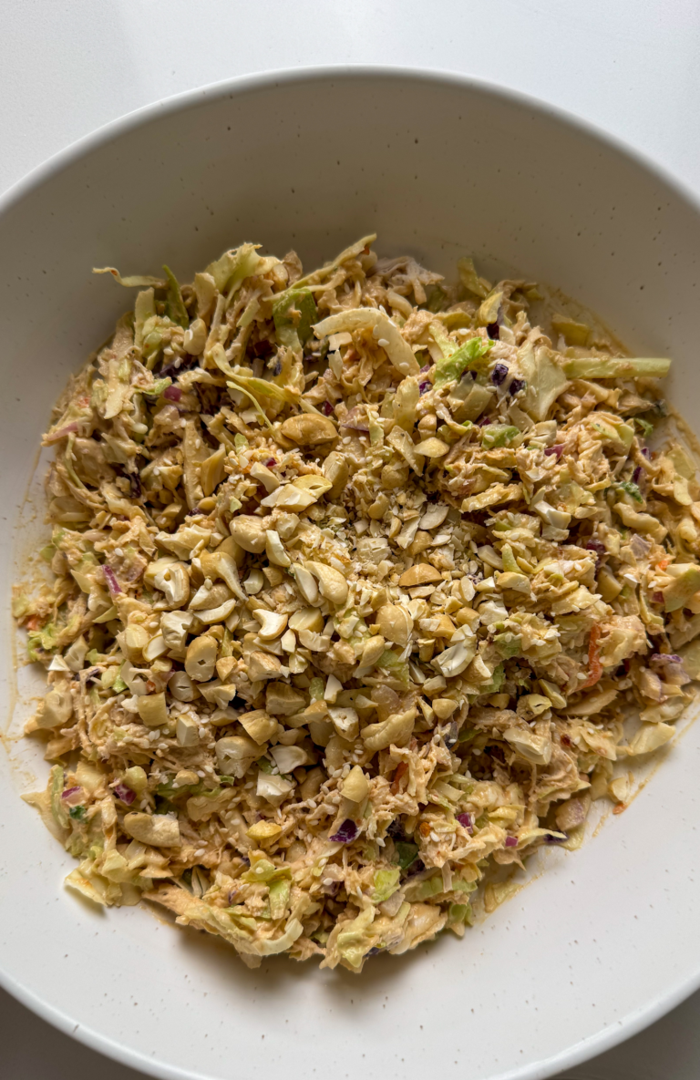 A serving of Peanut Crunch Chicken Salad