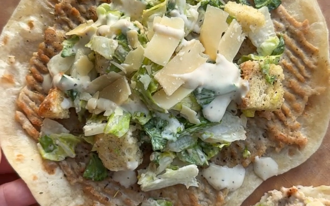 Smashed Chicken Caesar Wraps