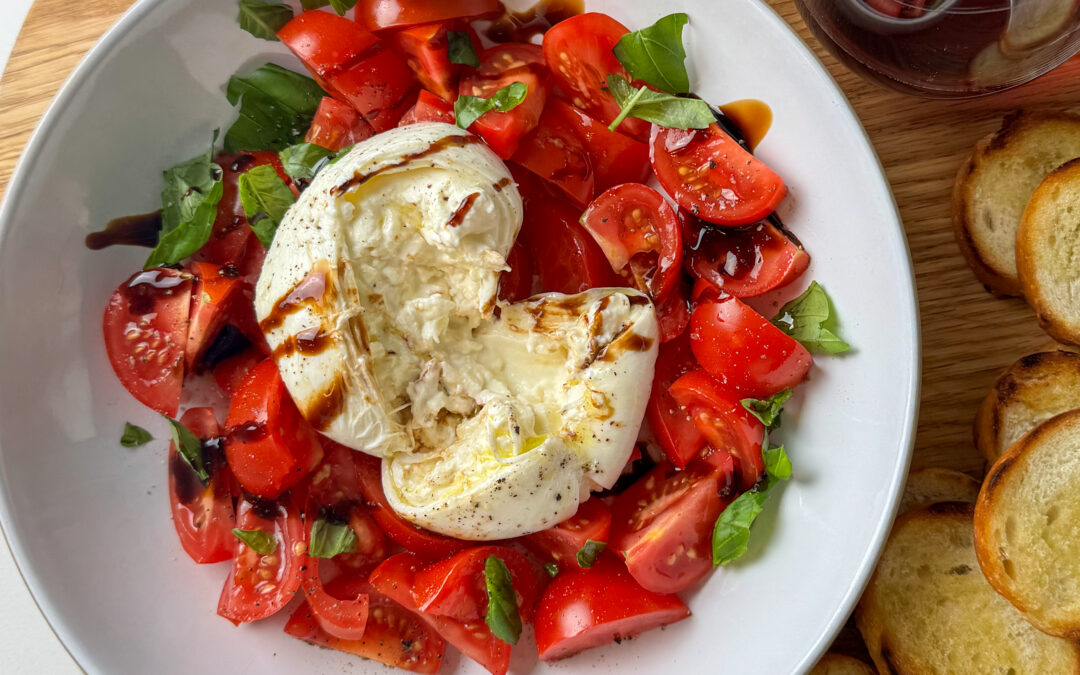 simple burrata and tomatoes