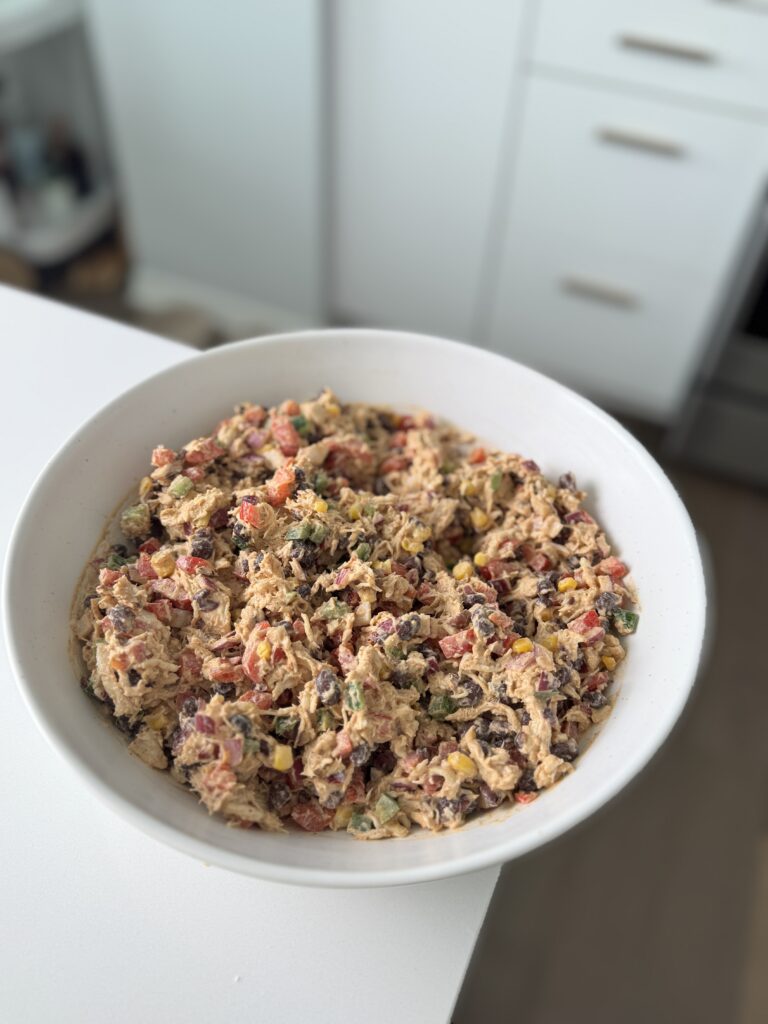 high protein taco chicken salad on a plate