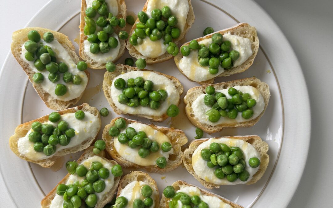 Lemon Whipped Ricotta Pea Crostini