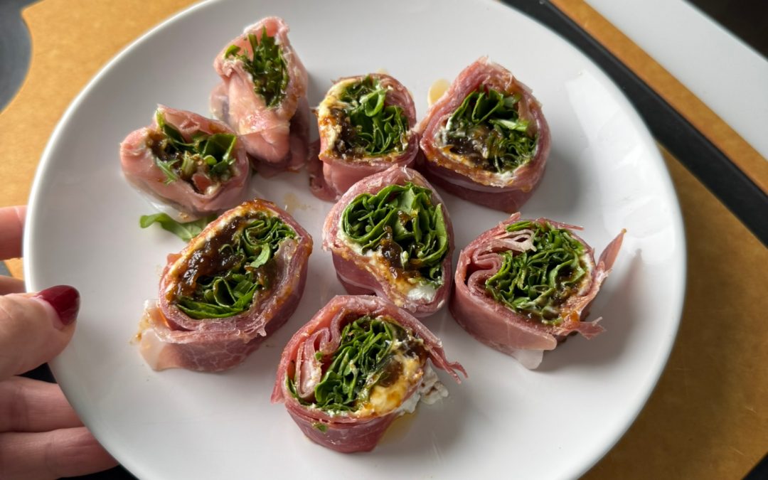 goat cheese and fig prosciutto roll ups