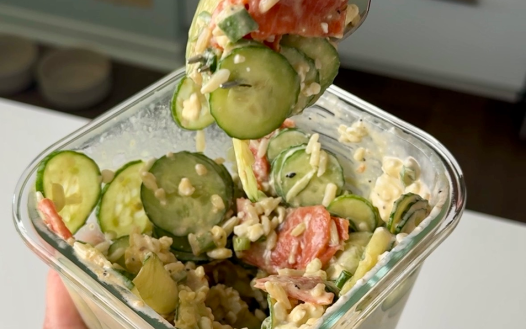 High Protein Sushi Cucumber Salad (Viral Shake Trend!)