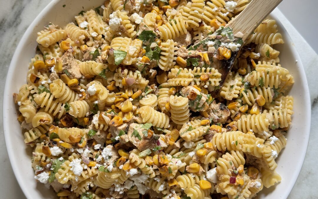 mexican streetcorn pasta salad with chicken
