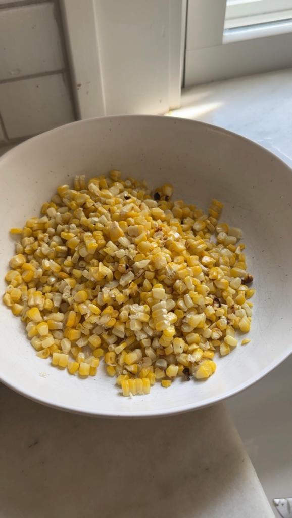 Chopped corn salad served as the perfect easy summer side