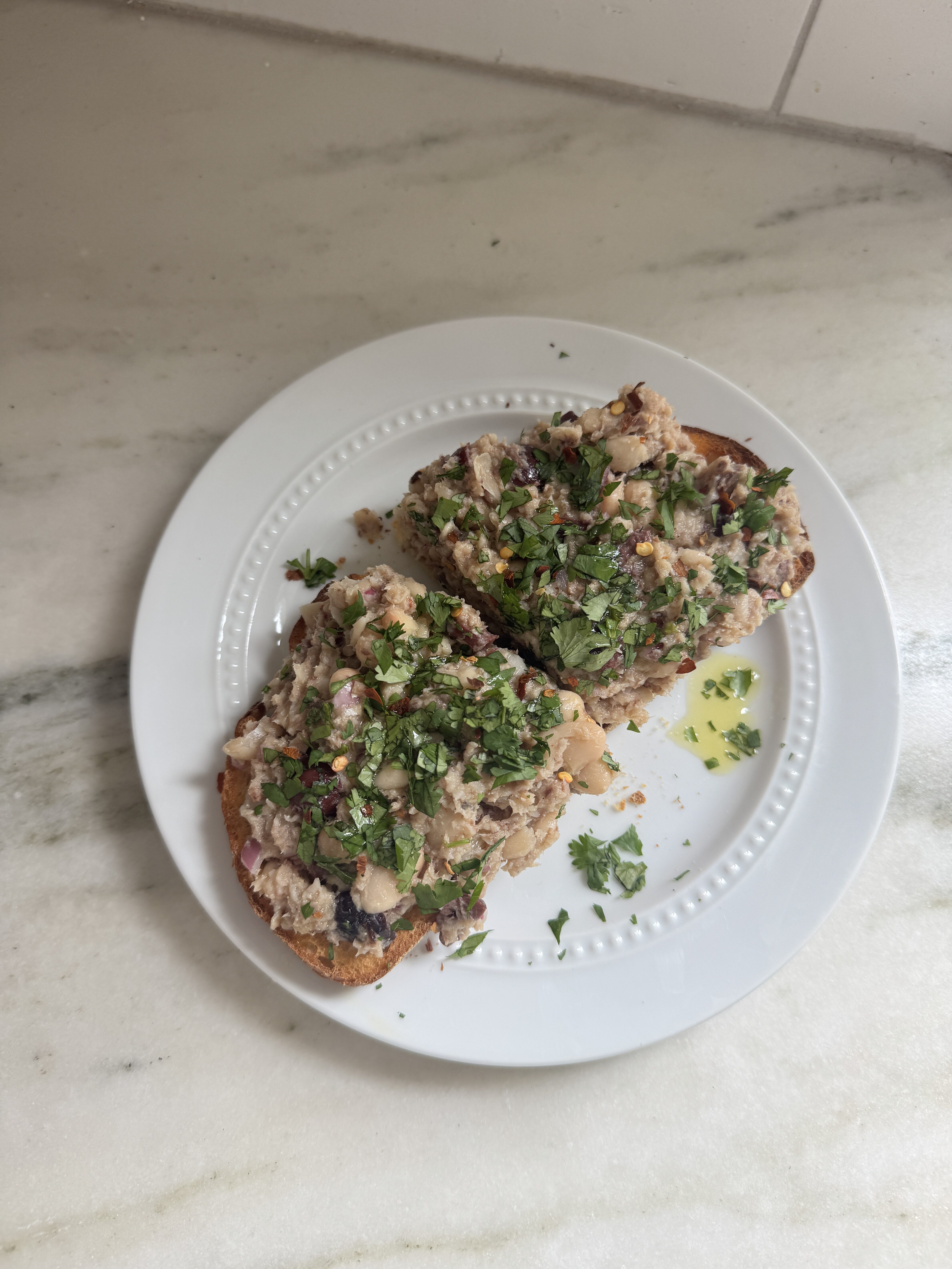 Mediterranean sardine toast on crispy sourdough
