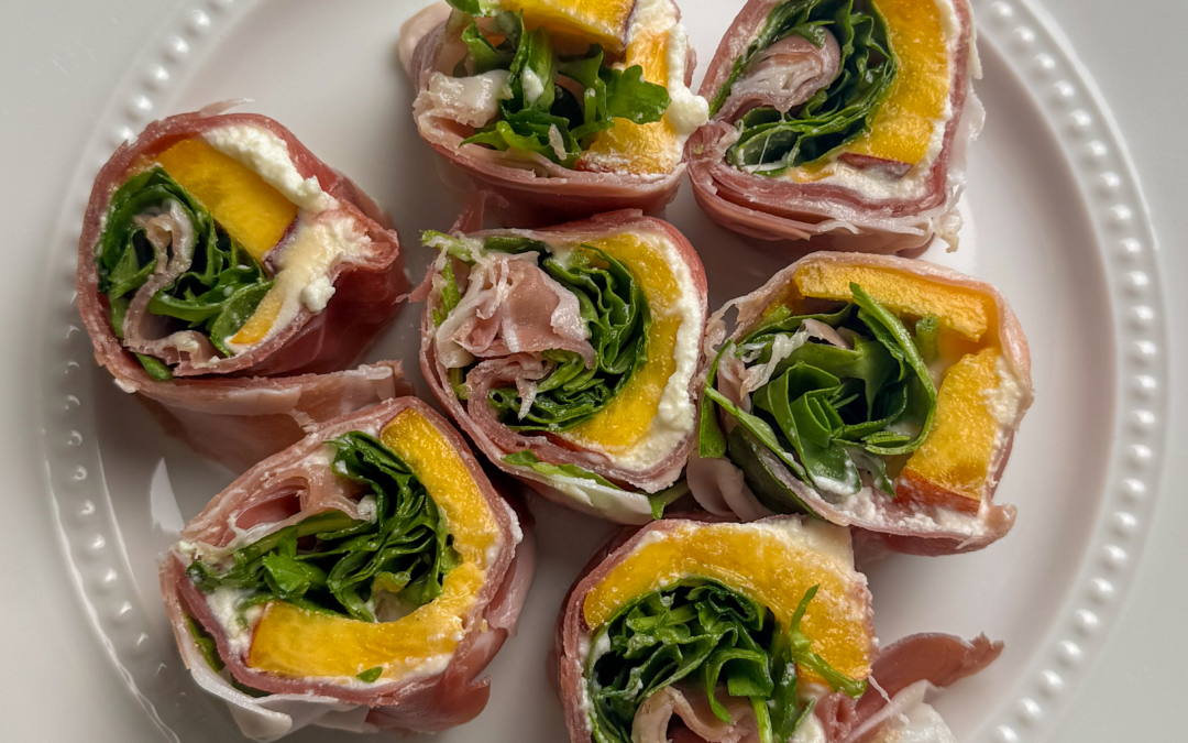 Prosciutto Peach Ricotta Roll Ups (Easy Appetizer)