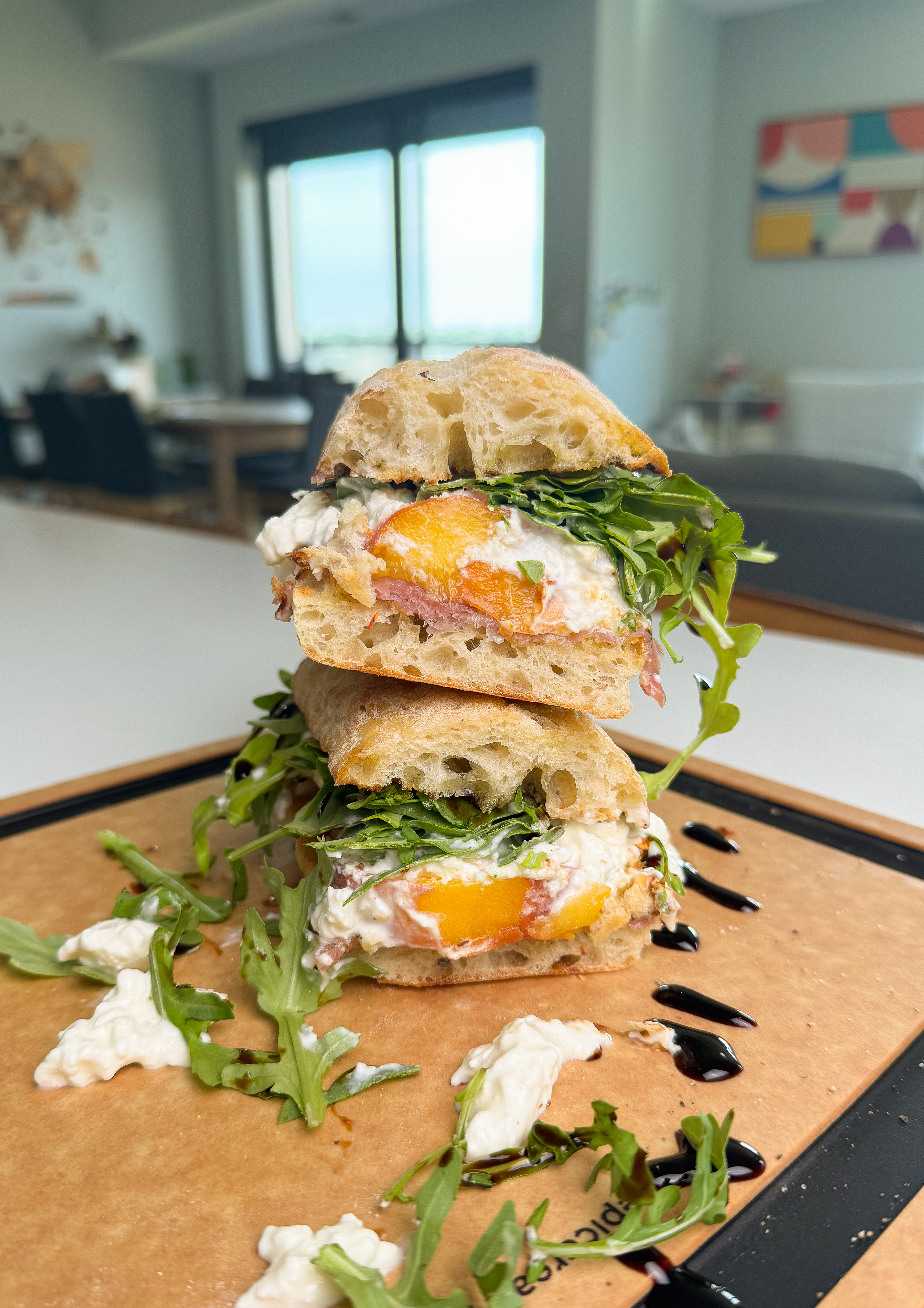 Burrata Peach Prosciutto Sandwich final shot