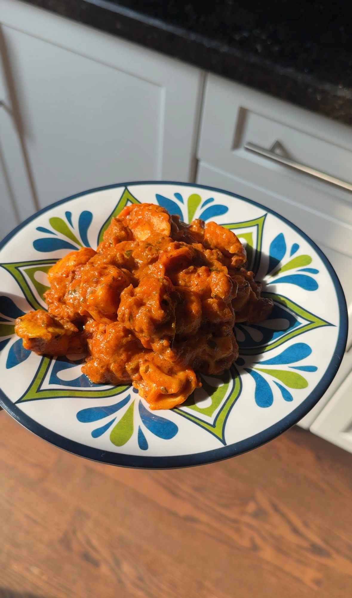 One-pan creamy sausage tortellini served on a plate