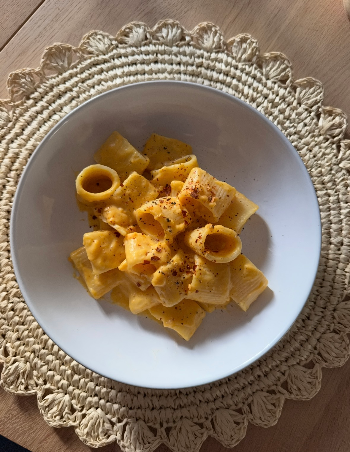 Butternut Squash Mac and Cheese A bowl of creamy butternut squash mac and cheese