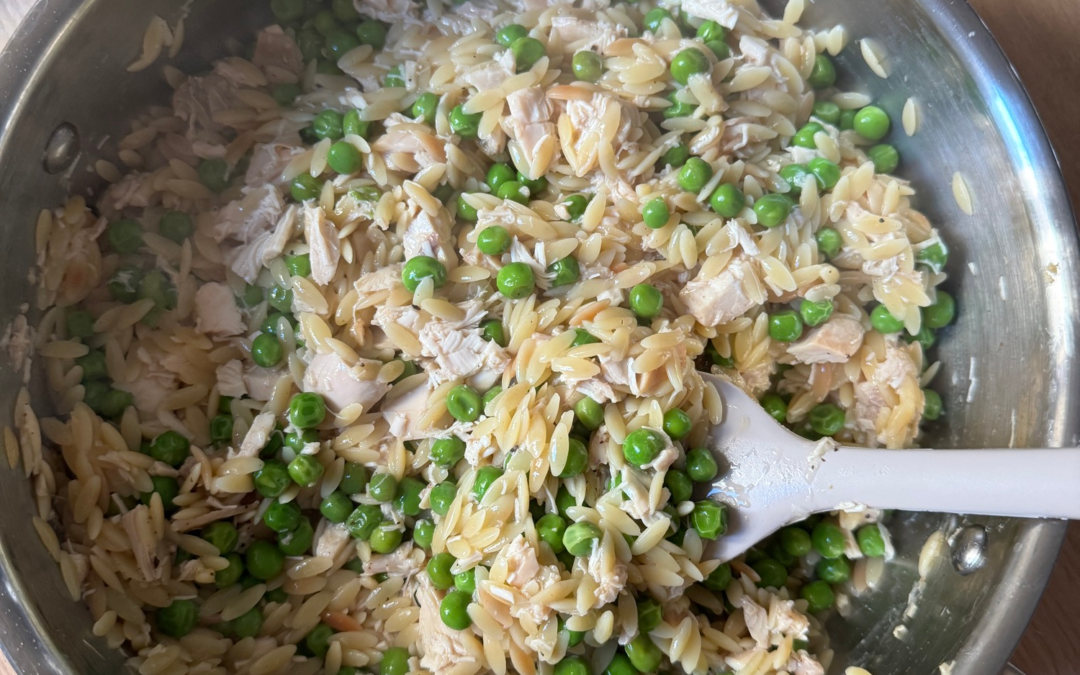 Orzo, Peas and Parmesan with Rotisserie Chicken