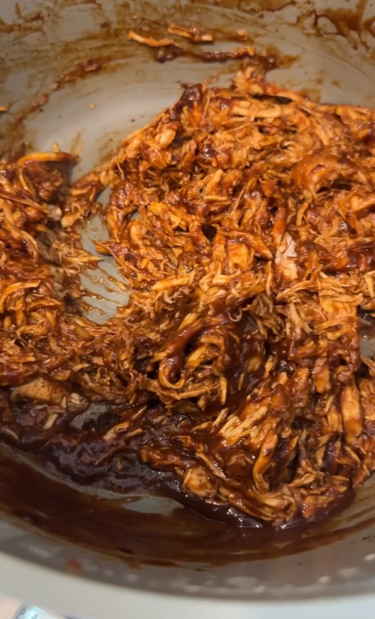 Shredded BBQ chicken tossed in barbecue sauce