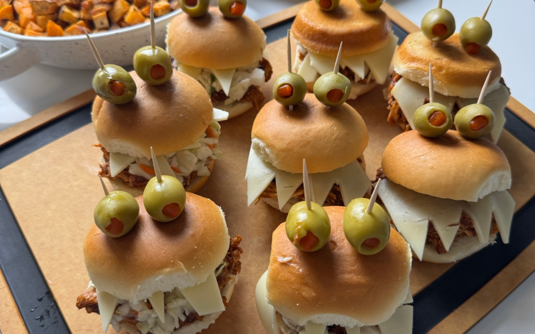 Spooky BBQ Chicken Sliders